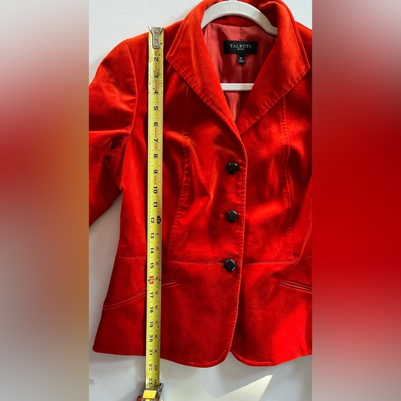 Women’s Talbots Blazer Burnt Orange Velvet Lined Jacket with Leather Buttons 6P - Picture 9 of 10